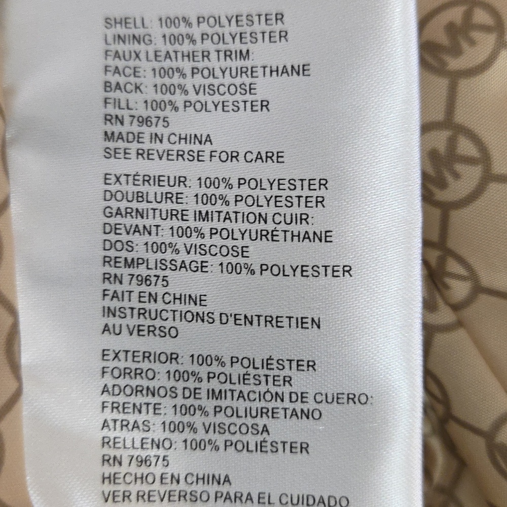 Michael Kors Quilted Beige Puffer Jacket Gold Accents Size LARGE - Picture 11 of 11